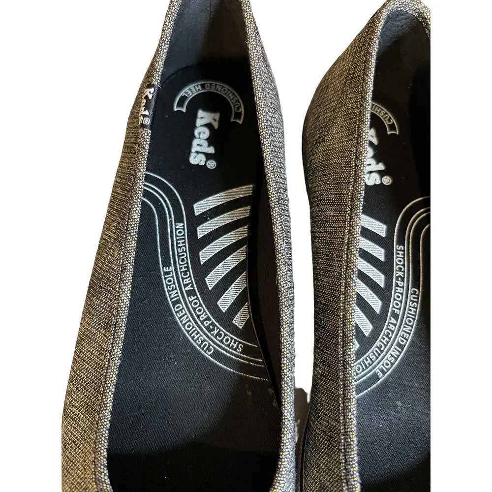 Keds Black & Metallic Gold Slip On Sneakers 8.5